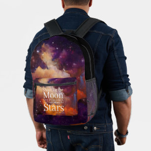 Purple Orange Nebula Inspirational Quote Printed Backpack