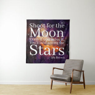 Purple Orange Nebula Inspirational Quote Tapestry