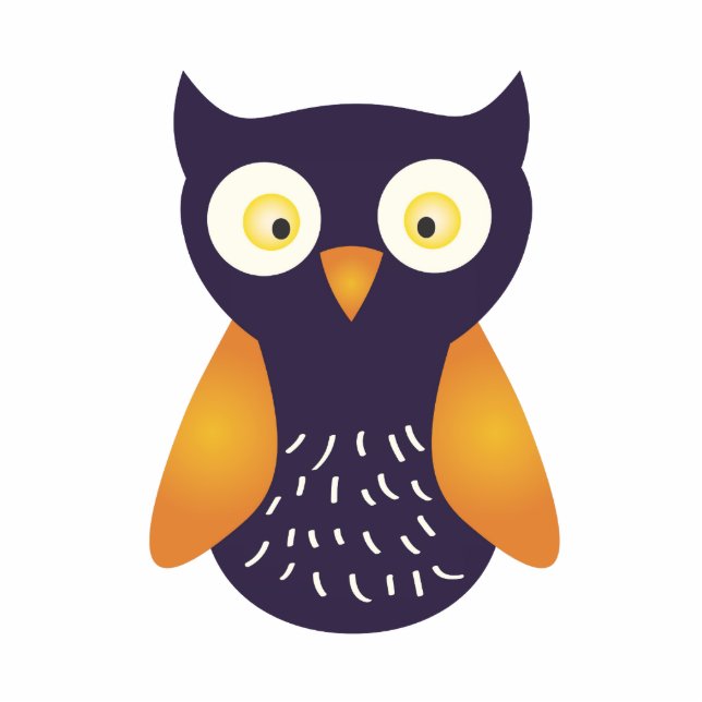 Purple / Orange Owl Standing Photo Sculpture (Front)