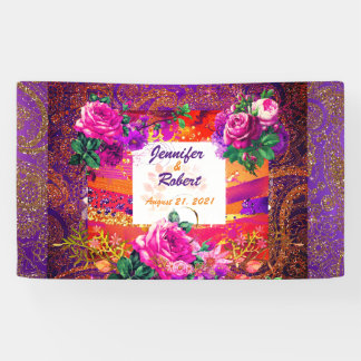 Purple Orange Paisley Floral Banner