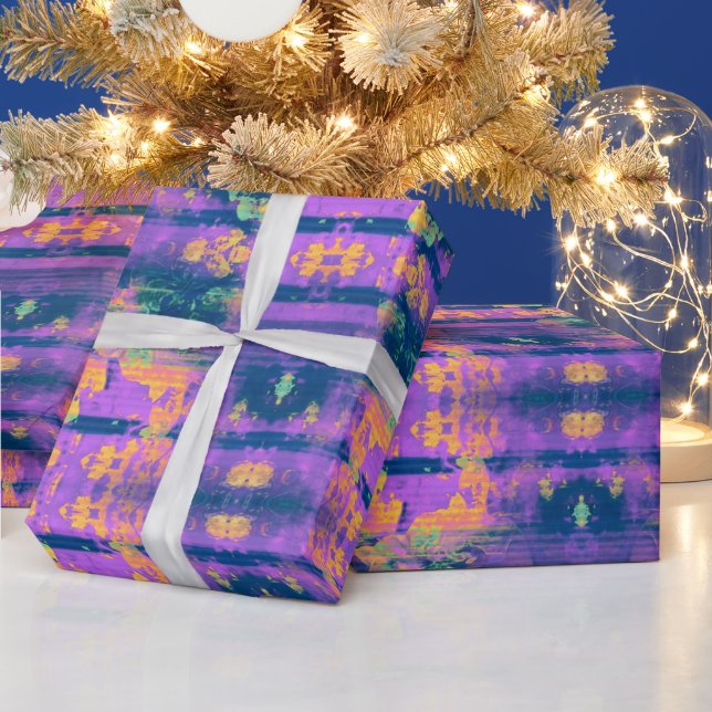 Purple & Orange Pattern Wrapping Paper (Holidays)