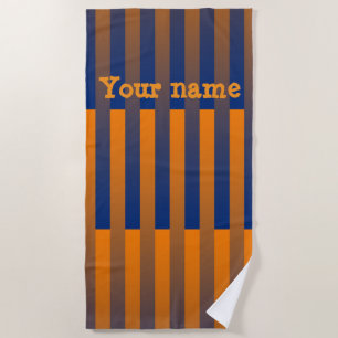Purple Orange Personalise Striped Pattern Beach Towel
