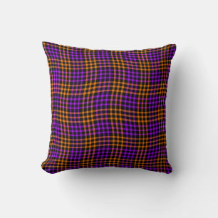Purple Orange Plaid Checker Seamless Pattern Cushion