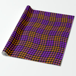 Purple Orange Plaid Checker Seamless Pattern Wrapping Paper