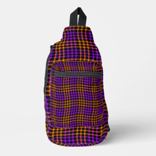 Purple Orange Plaid Chequered Seamless Pattern Sling Bag