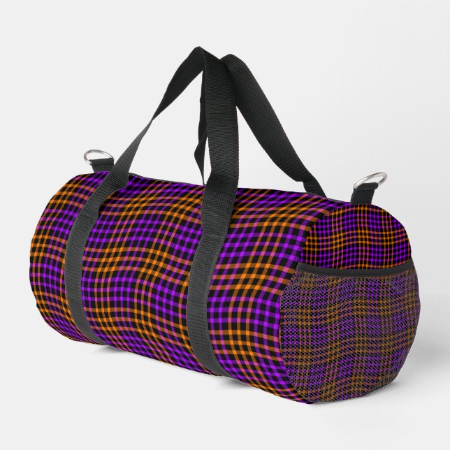 Purple Orange Plaid Chequered Seamless Pattern Sma Duffle Bag (Right Corner)