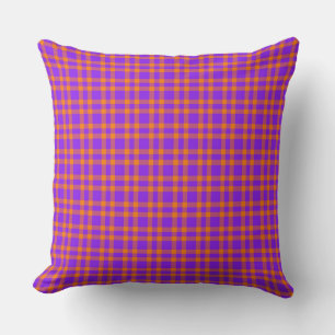 Purple Orange Plaid Pattern Cushion