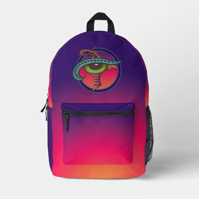 Purple & Orange Printed Backpack (Front)