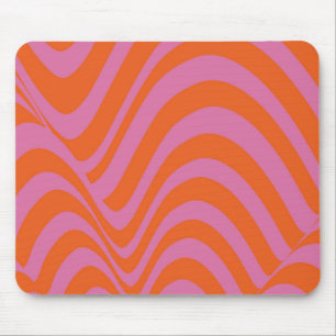 Purple Orange Retro Liquid Groovy Stripe Pattern Mouse Mat