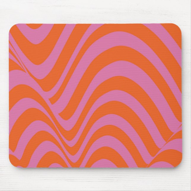 Purple Orange Retro Liquid Groovy Stripe Pattern Mouse Mat (Front)