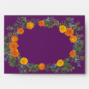 Purple Orange Rose Wedding Spring Envelope