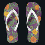Purple Orange Rose Wedding Spring Flip Flops<br><div class="desc">Elegant wedding collection with orange roses and purple is perfect for a Spring or Fall wedding!  This elegant floral of roses and peony flowers is a modern elegant and classic look!</div>