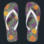 Purple Orange Rose Wedding Spring Flip Flops<br><div class="desc">Elegant wedding collection with orange roses and purple is perfect for a Spring or Fall wedding!  This elegant floral of roses and peony flowers is a modern elegant and classic look!</div>