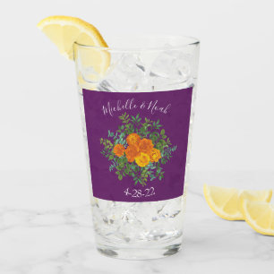 Purple Orange Rose Wedding Spring Glass