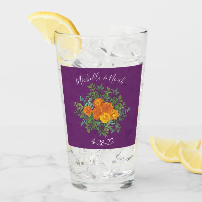 Purple Orange Rose Wedding Spring Glass (Front Ice)