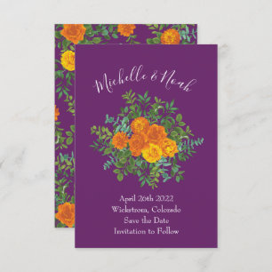 Purple Orange Rose Wedding Spring Invitation
