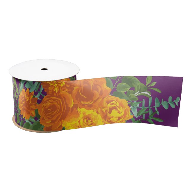 Purple Orange Rose Wedding Spring Satin Ribbon (Spool)