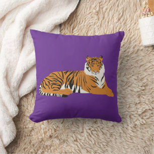 Purple Orange Safari Tiger Animal  Cushion