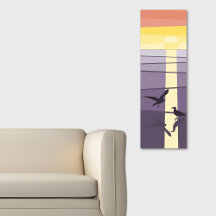 Purple Orange Seabirds at Shore Vector Art