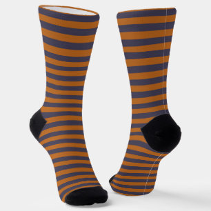 Purple Orange Stripes Pattern Socks