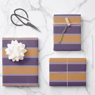 Purple Orange Stripes Pattern Wrapping Paper Sheet