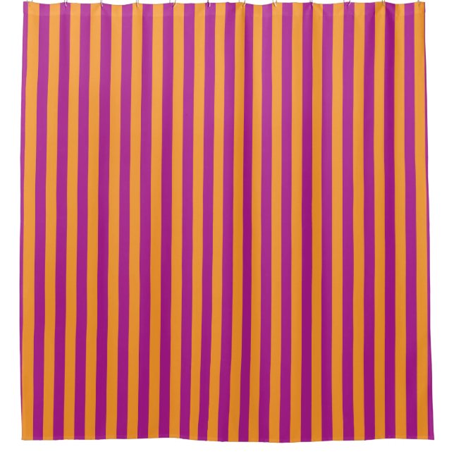 Purple Orange Stripes Seamless Pattern Shower Curtain (Front)