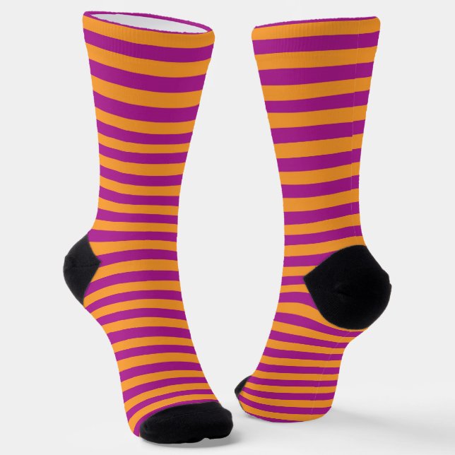 Purple Orange Stripes Seamless Pattern Socks (Angled)