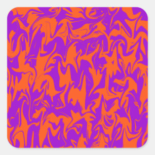 Purple & Orange Swirl Square Sticker