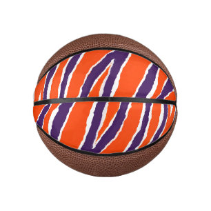 Purple & Orange Tiger Strips Mini Basketball