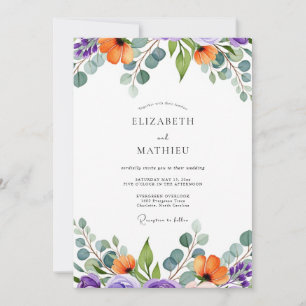 Purple Orange Vibrant Summer Wedding Invitation