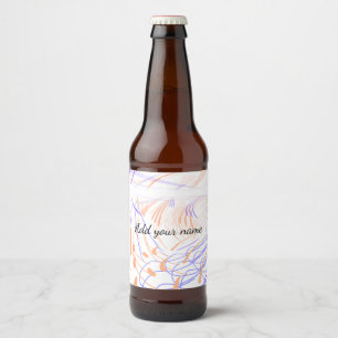 Purple orange watercolor abstract add name text th beer bottle label