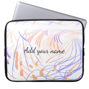 Purple orange watercolor abstract add name text th laptop sleeve