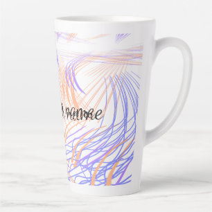 Purple orange watercolor abstract add name text th latte mug