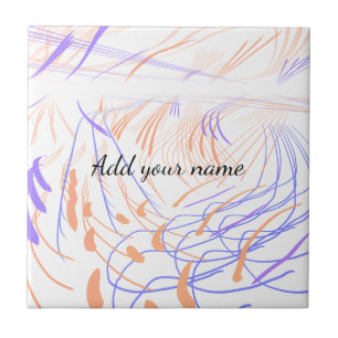 Purple orange watercolor abstract add name text th tile