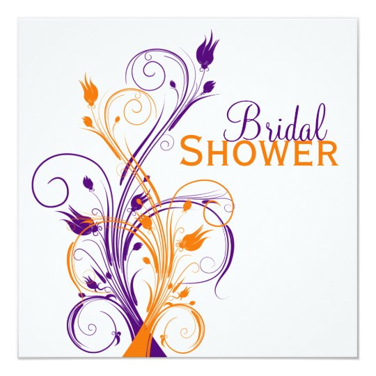 Purple Orange White Floral Bridal Shower Invite