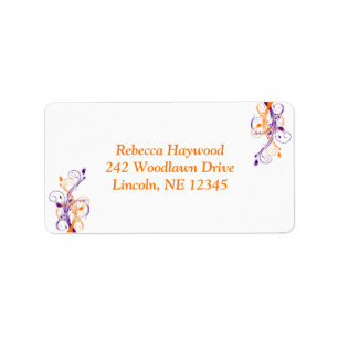 Purple Orange White Floral Return Address Label