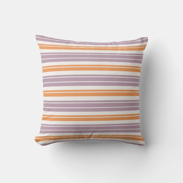 Purple, Orange, White modern Lines in Autumn Trend Cushion (Front)