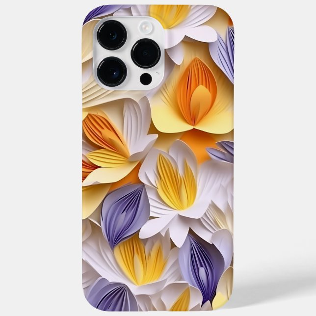 PURPLE ORANGE WHITE YELLOW 3-D LOOK CROCUS Case-Mate iPhone CASE (Back)