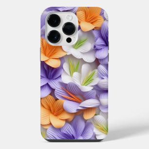 PURPLE ORANGE WHITE YELLOW 3-D LOOK CROCUS iPhone 14 PRO MAX CASE
