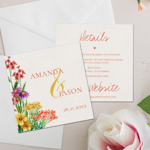 Purple Orange Wildflower Floral Wedding Details Enclosure Card
