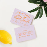 Purple & Orange Will You Be My Bridesmaid Proposal Invitation<br><div class="desc">Designed to coordinate with for the «Bright» Wedding Invitation Collection. To change details,  click «Details». To move the text or change the size,  font,  or colour,  click «Edit using Design Tool». View the collection link on this page to see all of the matching items in this beautiful design.</div>