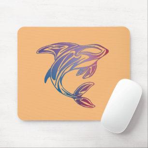 Purple Orca Whale Tattoo Mouse Mat