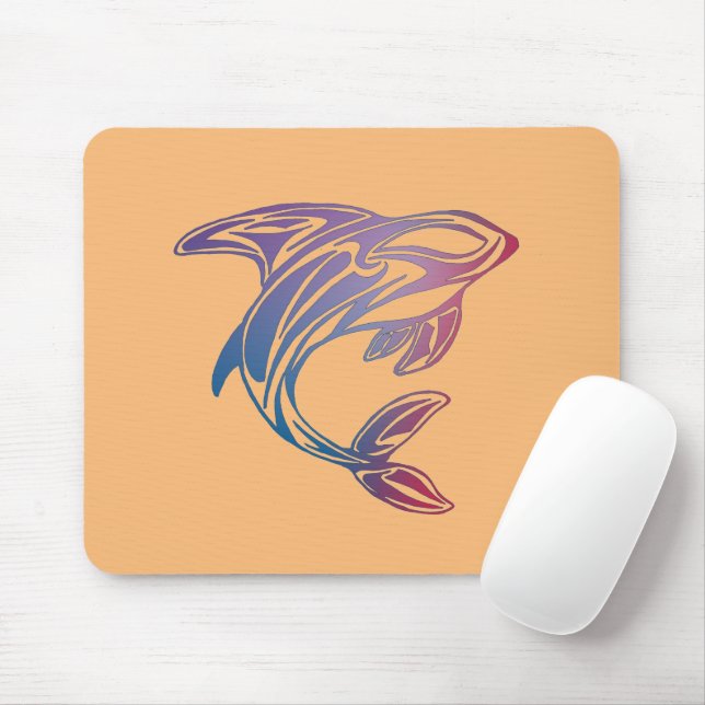Purple Orca Whale Tattoo Mouse Mat (With Mouse)