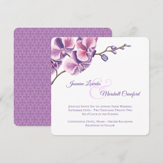 Purple Orchid 2 Invitation (Front/Back)