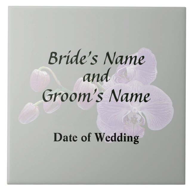 Purple Orchid and Buds Wedding Products Tile (Front)