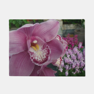 Purple Orchid and Garden Colourful Floral Doormat