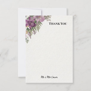 Purple Orchid Botanical Wedding Thank You Card
