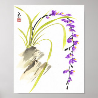 Purple Orchid Cascade Poster