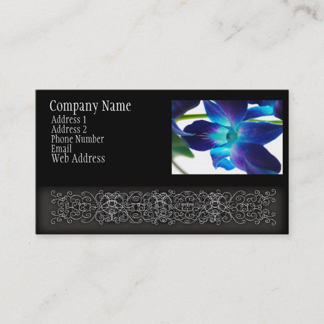 Purple Orchid Close Up on White Business Card (Front)