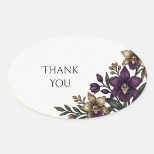 Purple Orchid Corner Wedding Thank You Sticker